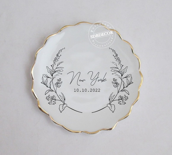 Lembrancinha Joia do Dia de Porcelana Personalizada Ouro
