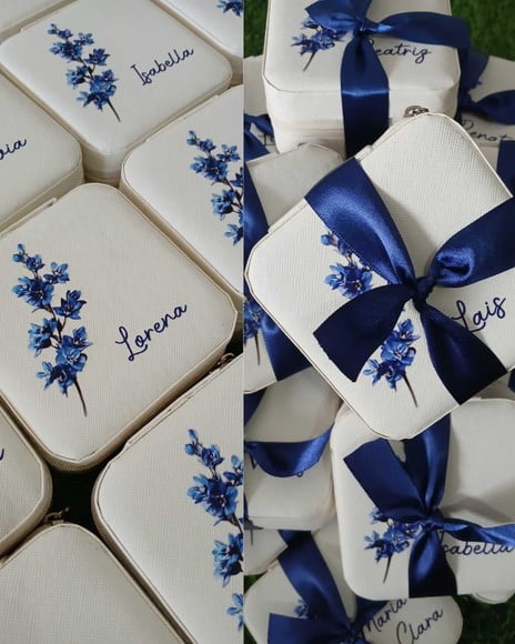 Porta Joia Personalizado Azul 15 Anos Xv Anos