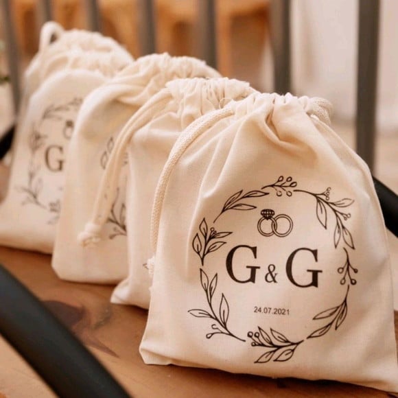 Saquinho Personalizado para Casamento Algodão 15x20 1 Cor
