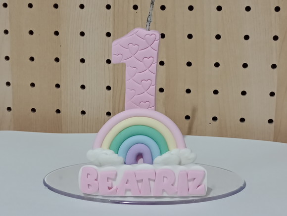 Vela Arco-íris de Biscuit com Nome