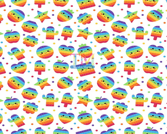 Tecido tricoline estampado pop it happy