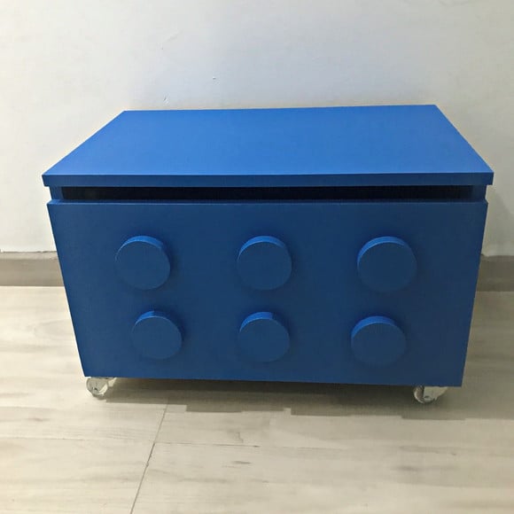 Baú/ Caixa de Brinquedos Organizadora Lego Azul Escuro