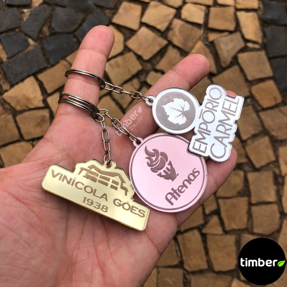 Chaveiros Personalizados - Acrílico Espelhado (kit 50 Unid)