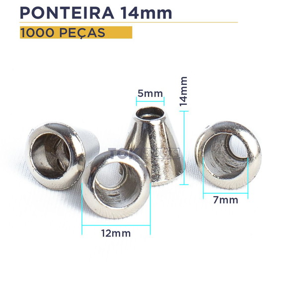 Ponteira para Cordão - 14mm - Prata - 1000un