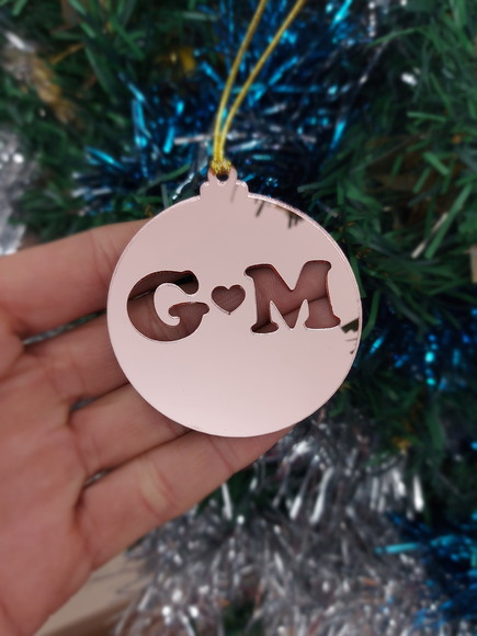 Bola de Natal Personalizável Acrílico Espelhado Rose Nome