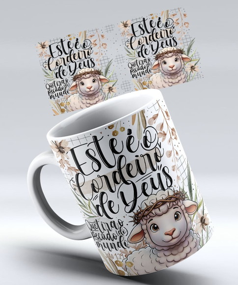 Caneca de Páscoa - Este É o Cordeiro - Caneca de Ceramica