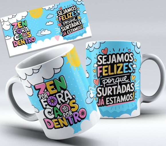 Caneca Frases Divertidas - Zen Por Fora - Caneca 325ml