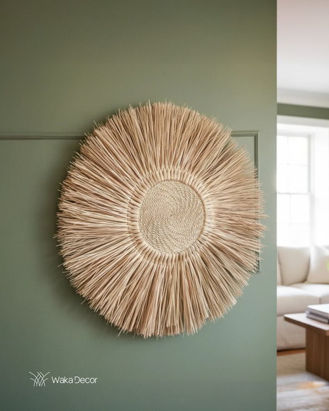 Decoração de Parede Mandala Palha Natural Boho Chic 90 cm
