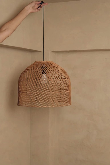 Luminária Lustre Pendente Rattan 100% Natural