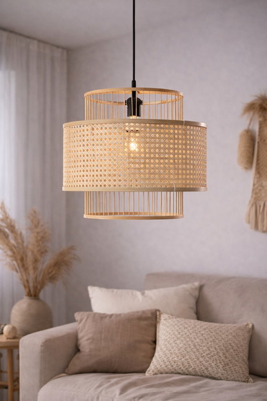 Luminária Pendente de Palhinha Indiana 100% Natural 45x45